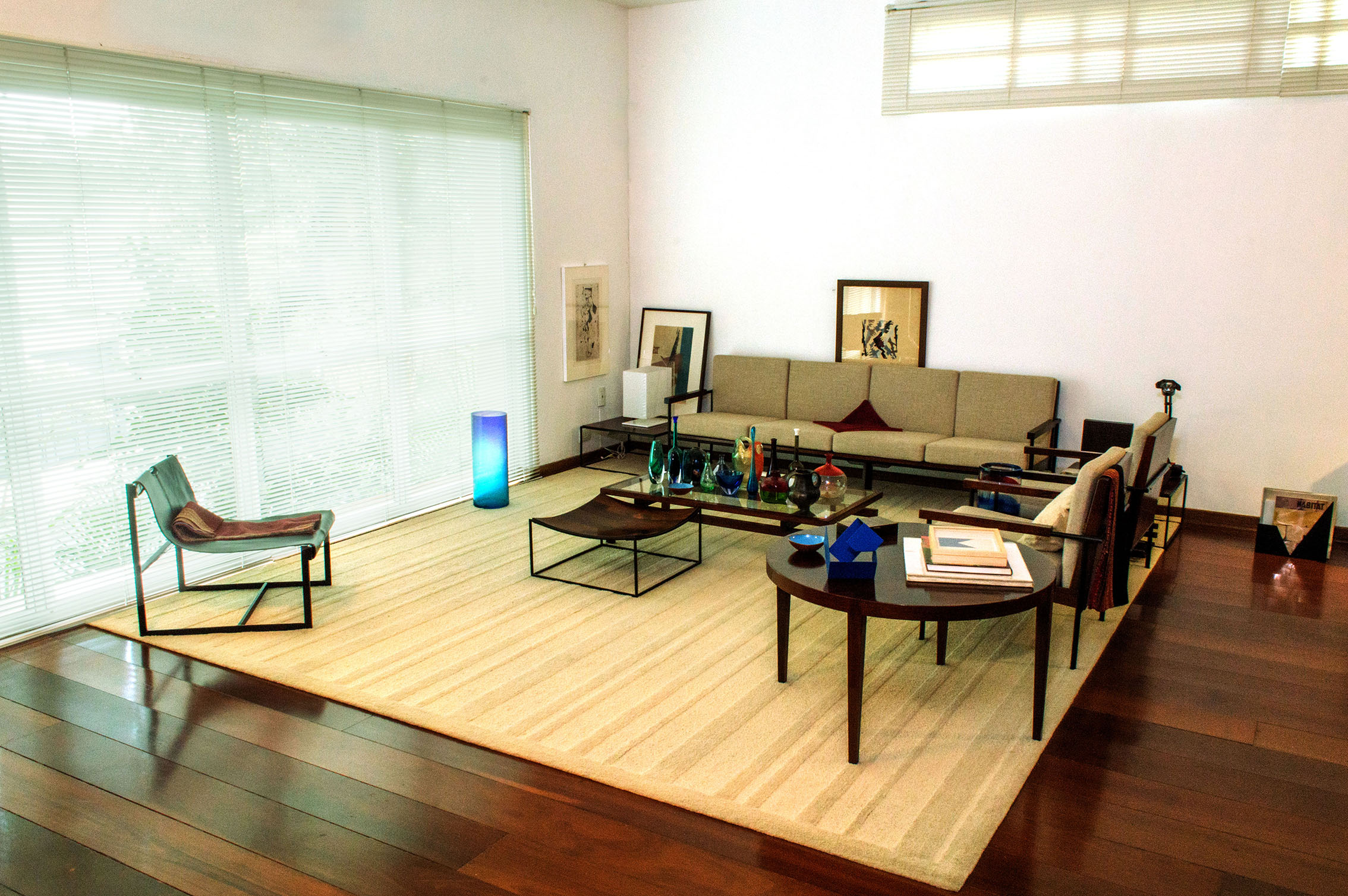 Contemporary residential interior with art collection