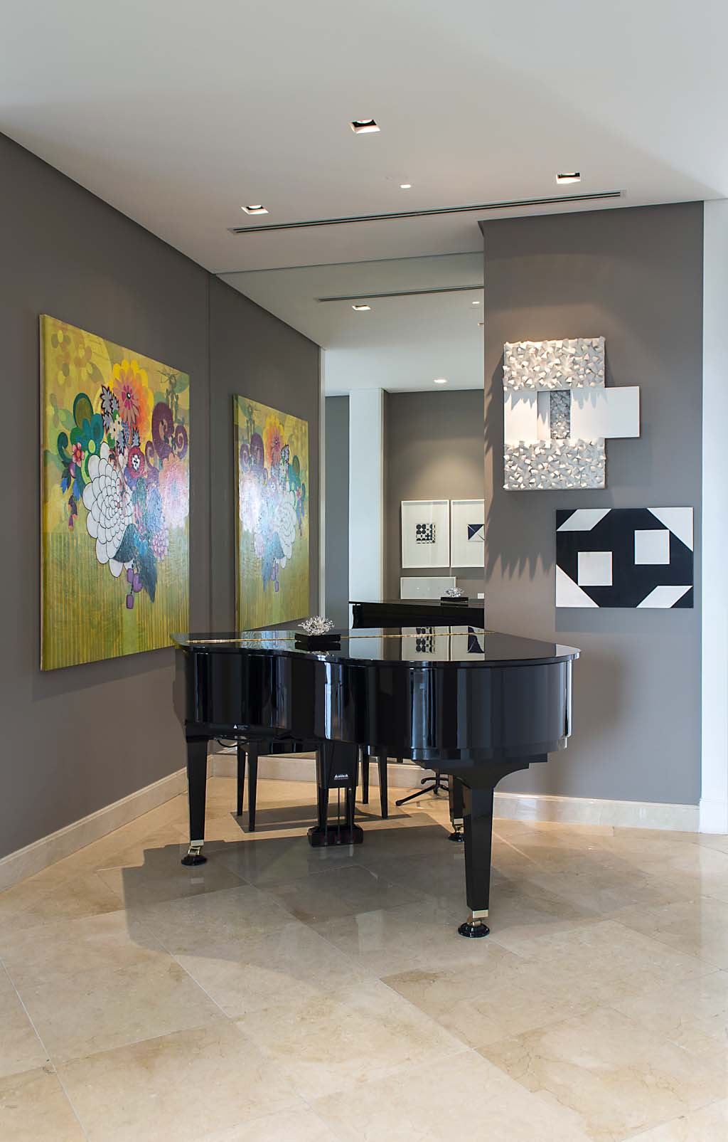 Modernist interior with art, furniture and design collection